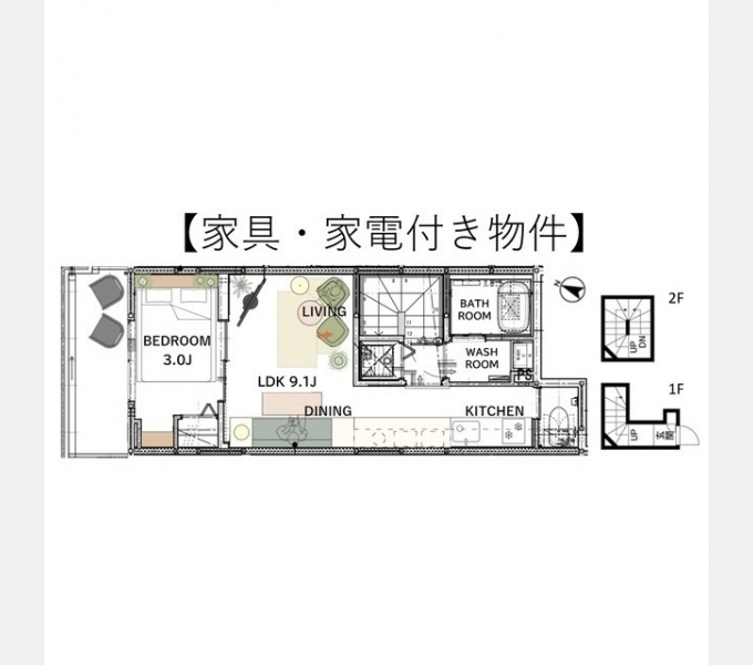 【アステラホーム目黒祐天寺Ｗｅｓｔ】/「祐天寺駅」 徒歩2分
1LDK・39㎡　　家具家電付き